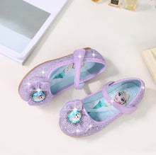 Load image into Gallery viewer, HaoChengJiaDe Kids Girls Wedding Dress Shoes Children Princess Shoes Bowtie Purple Leather Shoes For Girls Casual Shoes Flat